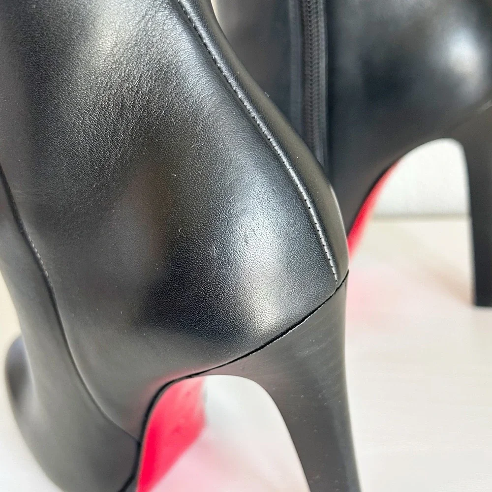 Christian Louboutin Fannylove 120 Black Leather Platform Boots Size EU 38.5
